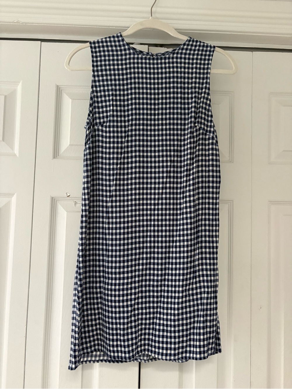 Reformation Navy and White Gingham Sleeveless Shift Dress